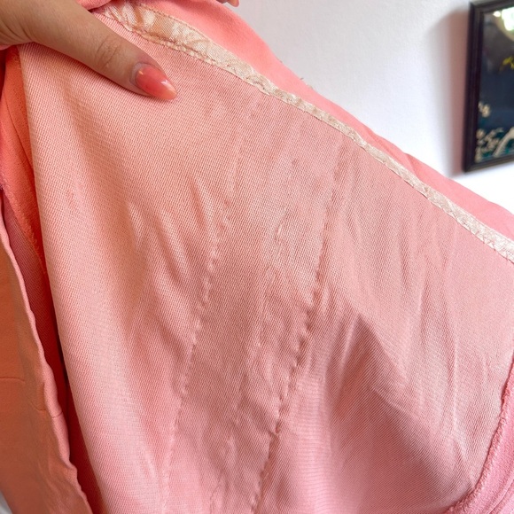 Vintage 60s/70s Pink Mod Beaded Rhinestone Evening Gown Glam Statement Dress XL - Picture 8 of 12